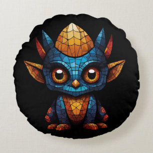 Cojín Redondo Pequeña figura tierna de mosaico