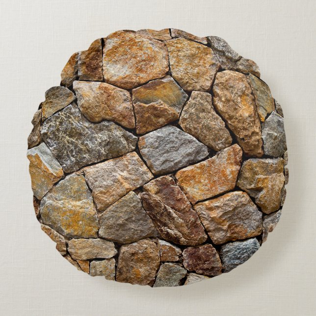 Cojín Redondo Pequeña pared de piedra granulada  (Anverso)