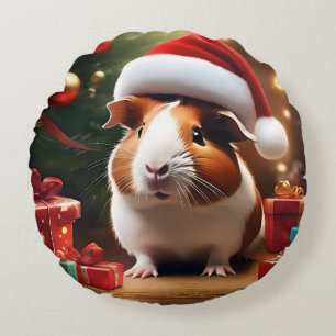 Cojín Redondo "Pequeño ayudante de Santa Claus: El cerdo guinean