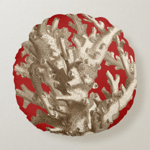 Cojín Redondo Pequeño coral en rojo