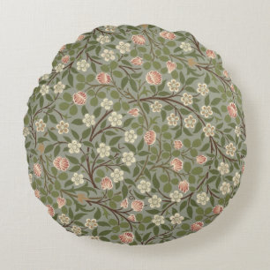 Cojín Redondo Pequeño diseño del papel pintado de la flor rosa