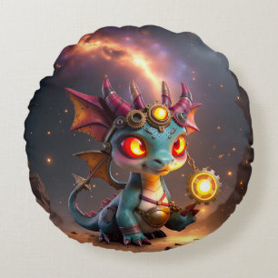 Cojín Redondo Pequeño Dragón, Gran Energía – El Ember Clockling
