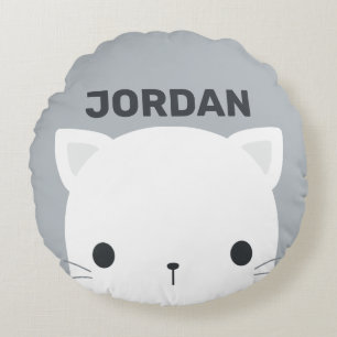 Cojín Redondo Pequeño gato con nombre personalizado