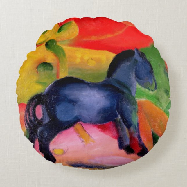 Cojín Redondo Pequeño Horse azul, 1912 (Anverso)