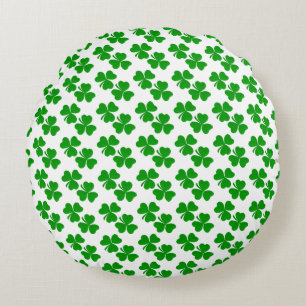Cojín Redondo Pequeño patrón de trébol de shamrock