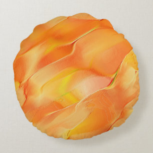 Cojín Redondo Pequeño tallado en amarillo y muchos naranjas