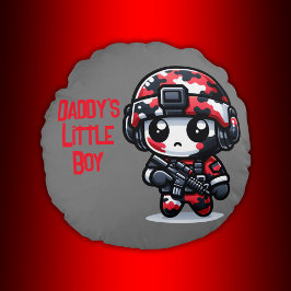 Cojín Redondo Pequeño tipo de camo lindo - rojo, negro y blanco 