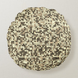 Cojín Redondo Pequeños cuadros en tonos beige marrón