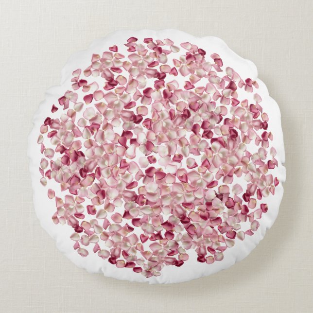 Cojín Redondo pequeños rosepétalos rojos (Anverso)