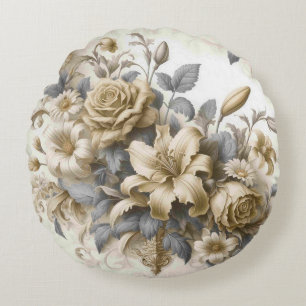 Cojín Redondo Perfección floral amarilla antigüa
