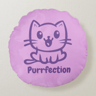 Cojín Redondo Perfección, Gato Anime Muy Lindo