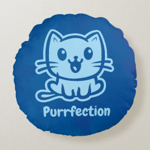 Cojín Redondo Perfección, Gato Anime Muy Lindo