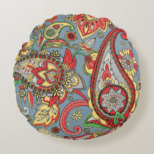 Cojín Redondo Perfección Paisley: Patrón de cosecha oriental