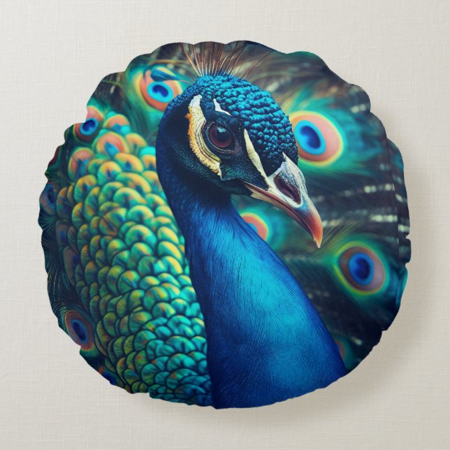 Cojín Redondo Perfil de Peacock (Anverso)