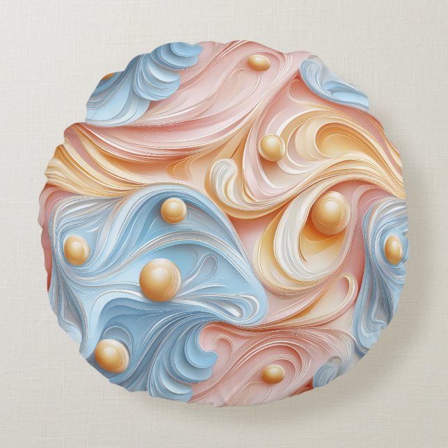 Cojín Redondo Perlas en olas de serenidad (Anverso)