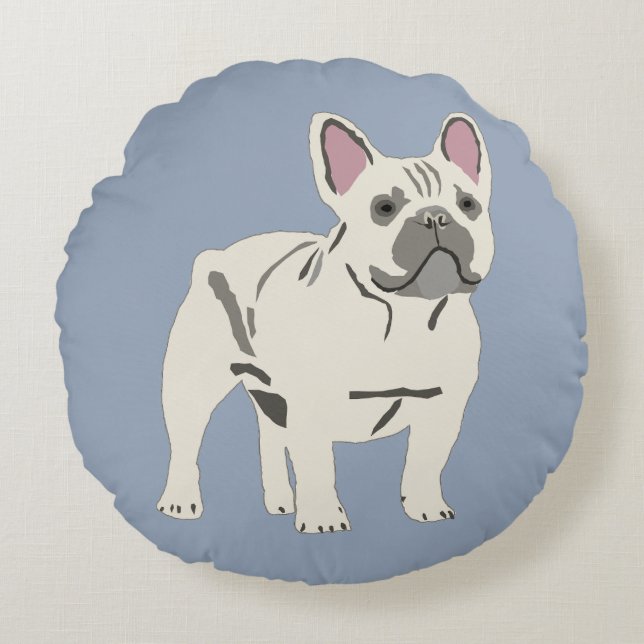 Cojín Redondo Perrito adorable, bulldog francés (Anverso)
