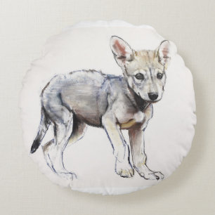 Cojín Redondo Perrito de lobo árabe de la vacilación 2009