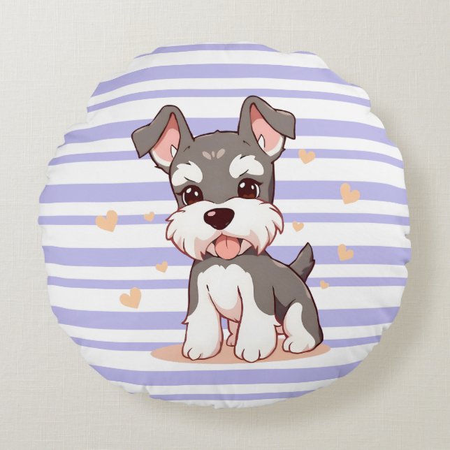Cojín Redondo Perro Adorable (Anverso)