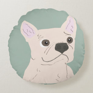 Cojín Redondo Perro Adorable, Azul Polvoriento