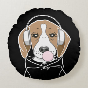Cojín Redondo Perro Beagle Divertido y Lindo con Chicle
