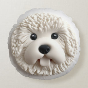 Cojín Redondo Perro Bichon Frise Inspirado en 3D