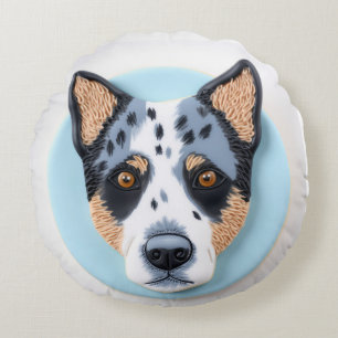 Cojín Redondo Perro Blue Heeler Inspirado en 3D