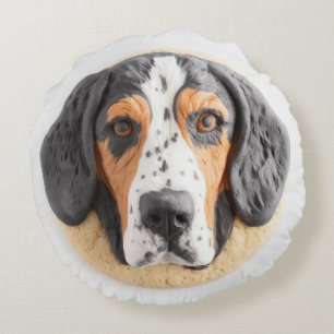 Cojín Redondo Perro Bluetick Coonhound Inspirado en 3D