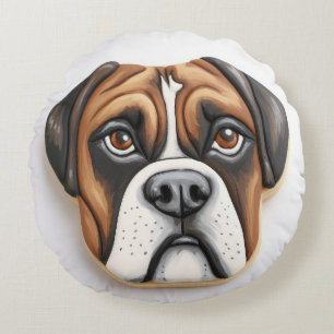 Cojín Redondo Perro Boxer Inspirado en 3D
