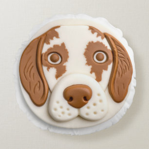 Cojín Redondo Perro Brittany Spaniel Inspirado en 3D