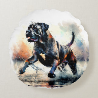 Cojín Redondo Perro Cane Corso acuarela