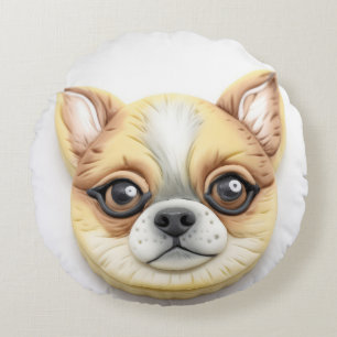 Cojín Redondo Perro Chihuahua Inspirado en 3D