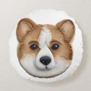 Cojín Redondo Perro Corgi Inspirado en 3D
