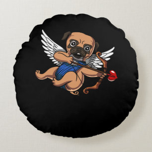 Cojín Redondo Perro Cupido De Pug Cupido