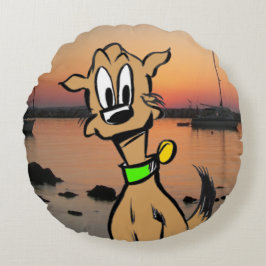 Cojín Redondo Perro Cute Cara Niños Personalizados Alrededor De 