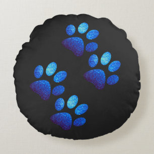 Cojín Redondo Perro de amigos brillante azul