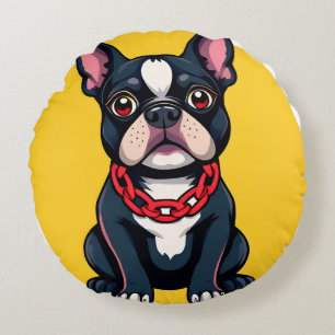Cojín Redondo Perro de Dibujos Animados Adorable que Lleva una C
