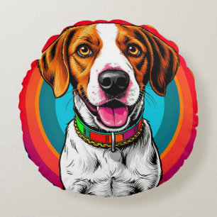 Cojín Redondo Perro de dibujos animados lindo con collar