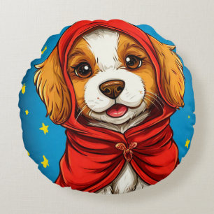 Cojín Redondo Perro de dibujos animados lindo para decoración de