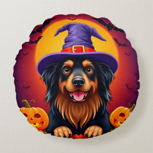 Cojín Redondo Perro de Halloween adorable