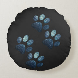 Cojín Redondo Perro de los amigos gordo azul oscuro