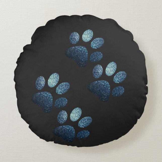 Cojín Redondo Perro de los amigos gordo azul oscuro (Anverso)