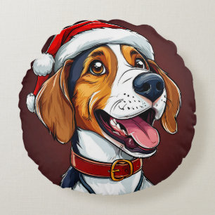 Cojín Redondo Perro de Navidad lindo