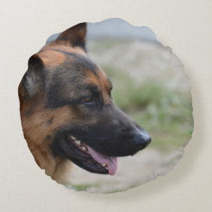 Cojín Redondo Perro de pastor alemán dulce