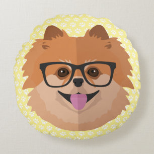 Cojín Redondo Perro de Pomeranian en regalo lindo del