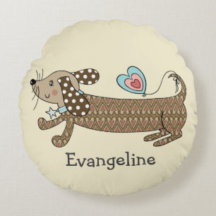 Cojín Redondo Perro de salchicha Dachshund Cushion redondo perso