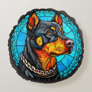 Cojín Redondo perro doberman