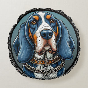 Cojín Redondo Perro en un diseño artístico