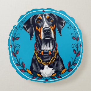 Cojín Redondo Perro en un diseño floral circular