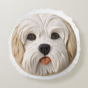 Cojín Redondo Perro hayano inspirado en 3D