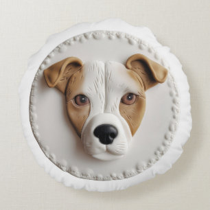 Cojín Redondo Perro Jack Russell Inspirado en 3D